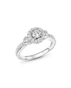 Diamond Halo Engagement Ring In 14k White Gold, .75 Ct. T.w.