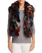 Adrienne Landau Multi Color Fox Fur & Rabbit Fur Vest
