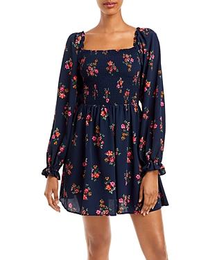 Wayf Roswell Smocked Mini Dress