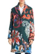 Tory Burch Merino-wool Floral-intarsia Sweater Coat