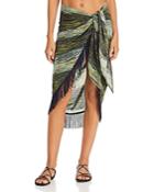 Vince Camuto Striped Fringe Pareo Swim Cover-up