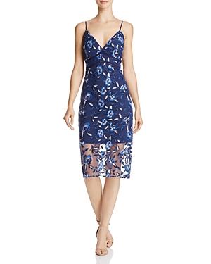 Bardot Sapphire Floral-embroidered Dress