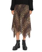 The Kooples Contemporary Pleated Leopard-print Midi Skirt