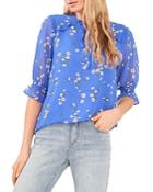Cece Printed Tie Neck Drop Shoulder Top
