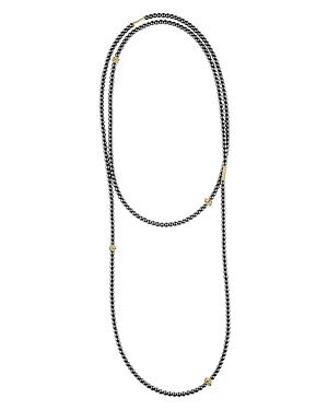 Lagos 18k Gold And Hematite Single Strand Station Necklace, 34