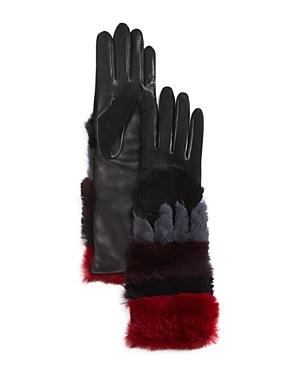 Agnelle Leather Gloves With Rabbit Fur Cuff