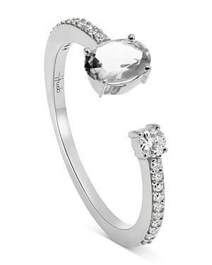 Hueb 18k White Gold Spectrum Diamond Cuff Ring