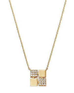 Bloomingdale's Diamond Pave Square Pendant Necklace In 14k Yellow Gold, 0.15 Ct. T.w. - 100% Exclusive