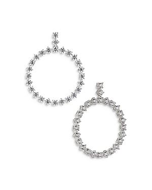 Nadri Tezoro Cubic Zirconia Front-facing Drop Hoop Earrings In Silver Tone