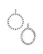 Nadri Tezoro Cubic Zirconia Front-facing Drop Hoop Earrings In Silver Tone