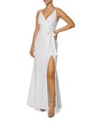 Laundry By Shelli Segal Faux Wrap Tie Front Gown