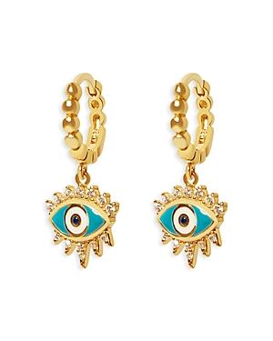 Argento Vivo Pave Evil Eye Drop Huggie Hoop Earrings