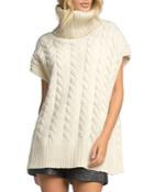 Elan Turtleneck Cable Knit Sleeveless Sweater
