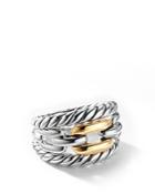 David Yurman Wellesley Link Three-row Ring In Sterling Silver With 18k Yellow Gold