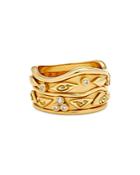 Temple St. Clair 18k Yellow Gold River Wave Band With Diamonds