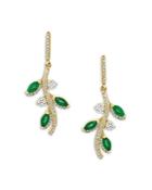 Bloomingdale's Emerald & Diamond Vine Drop Earrings In 14k Yellow Gold - 100% Exclusive