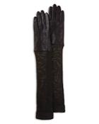 Karen Millen Leather & Knit Sleeve Gloves