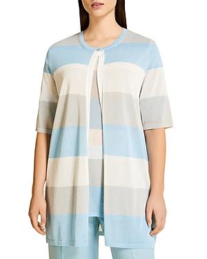 Marina Rinaldi Malaga Striped Crepe Long Cardigan