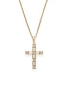 Diamond Cross Pendant Necklace In 14k Yellow Gold, .18 Ct. T.w.