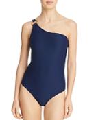 Shoshanna Ring One Shoulder One Piece Swimsuit