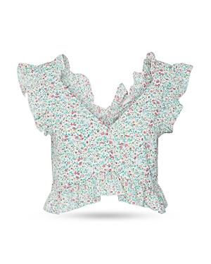 Vero Moda Floral Print Ruffle Crop Top