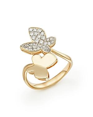 Diamond Butterfly Ring In 14k Yellow Gold, .50 Ct. T.w.