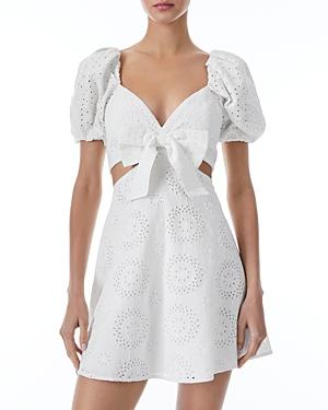 Alice And Olivia Queenie Eyelet Puff Sleeve Mini Dress