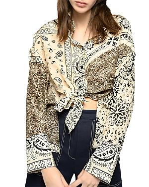 Pinko Fuoco Printed Knotted Blouse