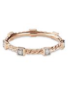 David Yurman Cable Collectibles Cable Stack Ring In 18k Rose Gold With Diamonds