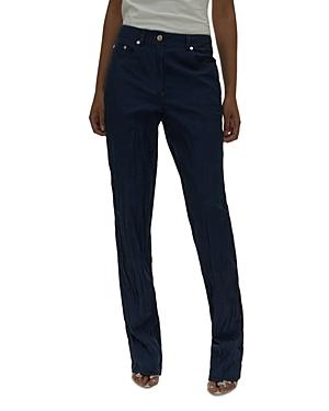 Helmut Lang Crinkled Denim Bootcut Jeans In Indigo