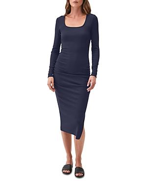 Michael Stars Natalie Square Neck Ruched Midi Dress