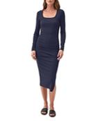 Michael Stars Natalie Square Neck Ruched Midi Dress