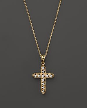 Diamond Milgrain Cross Pendant Necklace In 14k Yellow Gold, .14 Ct. T.w.