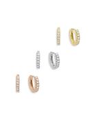 Adinas Jewels Cubic Zirconia Pave Hoop Earrings, Set Of 3