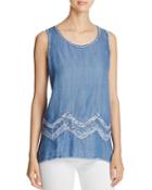 Billy T Lace Inset Chambray Tank