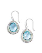 Ippolita 18k Yellow Gold & Sterling Silver Chimera Rock Candy Blue Topaz & Diamond Drop Earrings