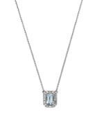 Bloomingdale's Aquamarine & Diamond Halo Pendant Necklace In 14k White Gold, - 100% Exclusive