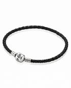 Pandora Bracelet - Black Leather Single Wrap With Sterling Silver Clasp, Moments Collection