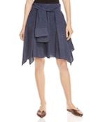 Halston Heritage Chambray Poplin Flounce Skirt