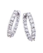 Roberto Coin 18k White Gold Perfect Diamond Inside Out Small Hoop Earrings