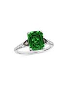 Bloomingdale's Emerald & Champagne & Brown Diamond Ring In 14k White Gold - 100% Exclusive