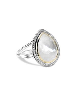 Ippolita 18k Yellow Gold & Sterling Silver Chimera Rock Candy Rock Topaz & Mother Of Pearl Doublet & Diamond Halo Ring