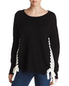 Alison Andrews Color Block Lace-up Sweater