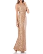 Js Collections Metallic Lace Gown