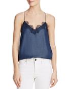 Cami Nyc Lace-trimmed Chambray Silk Top