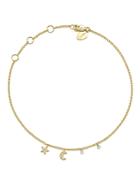 Meira T 14k White And Yellow Gold Diamond Moon And Star Ankle Bracelet