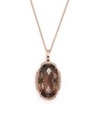 Smoky Quartz Oval And Diamond Pendant Necklace In 14k Rose Gold, 18 - 100% Exclusive