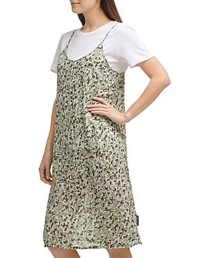 Dkny Layered Look Printed Mini Dress