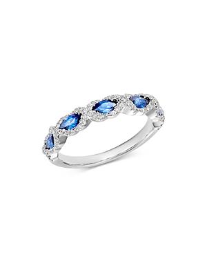 Bloomingdale's Blue Sapphire & Diamond Band Ring In 14k White Gold - 100% Exclusive