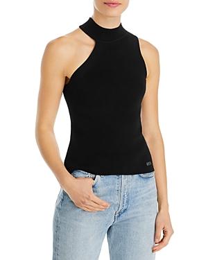 Dkny Asymmetric Mock Neck Sleeveless Sweater